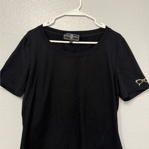 St. John Sport by Marie Gray Black Top with Gold Detail with Matching Black Pant